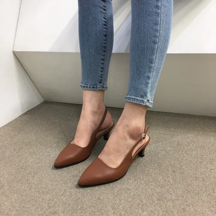 [당일배송/국산수제] 5cm,7cm 스틸레토 쿠션 베이직 슬링백힐 5컬러 225mm~255mm 상세 이미지 40