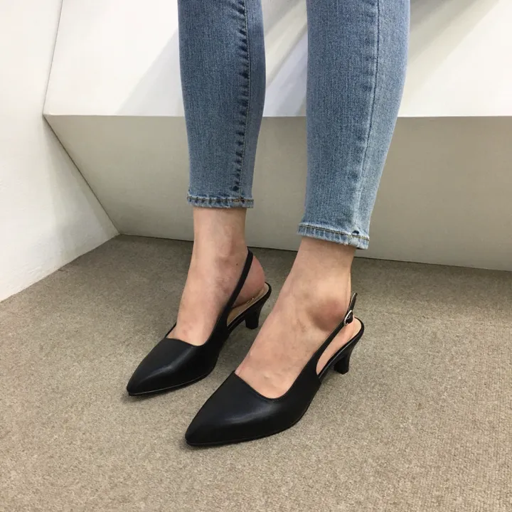 [당일배송/국산수제] 5cm,7cm 스틸레토 쿠션 베이직 슬링백힐 5컬러 225mm~255mm 상세 이미지 54