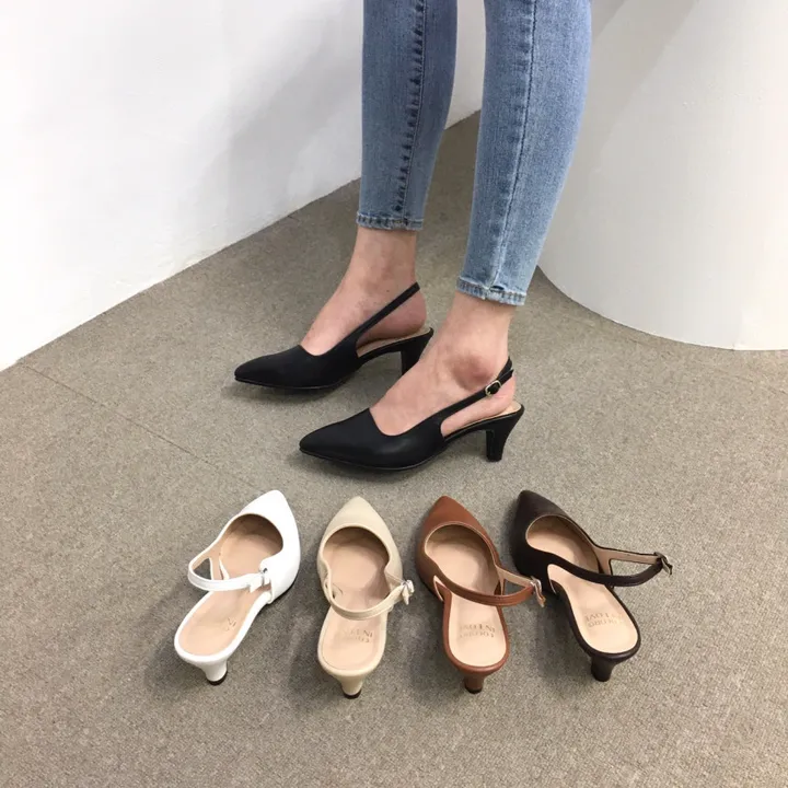 [당일배송/국산수제] 5cm,7cm 스틸레토 쿠션 베이직 슬링백힐 5컬러 225mm~255mm 상세 이미지 8