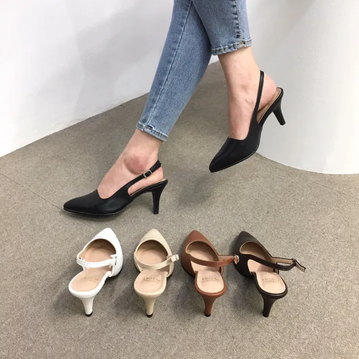 [당일배송/국산수제] 5cm,7cm 스틸레토 쿠션 베이직 슬링백힐 5컬러 225mm~255mm 상세 이미지 12