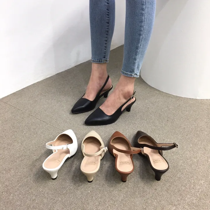 [당일배송/국산수제] 5cm,7cm 스틸레토 쿠션 베이직 슬링백힐 5컬러 225mm~255mm 상세 이미지 7