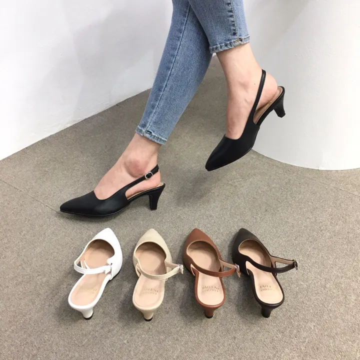 [당일배송/국산수제] 5cm,7cm 스틸레토 쿠션 베이직 슬링백힐 5컬러 225mm~255mm 상세 이미지 9