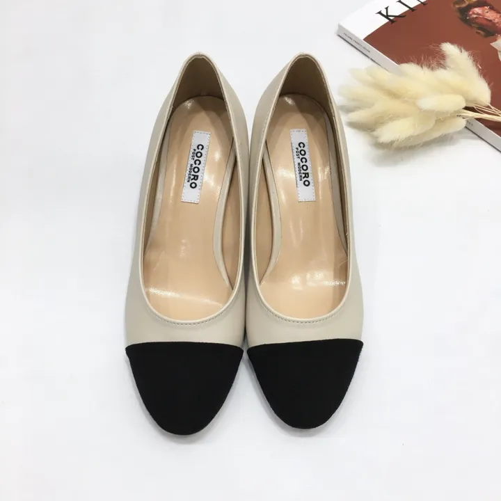 [당일배송/국산수제화] 코코 투톤 미들 통굽 펌프스 5cm 상세 이미지 12