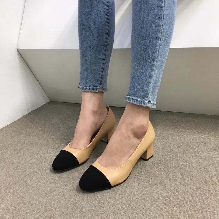 [당일배송/국산수제화] 코코 투톤 미들 통굽 펌프스 5cm 상세 이미지 28