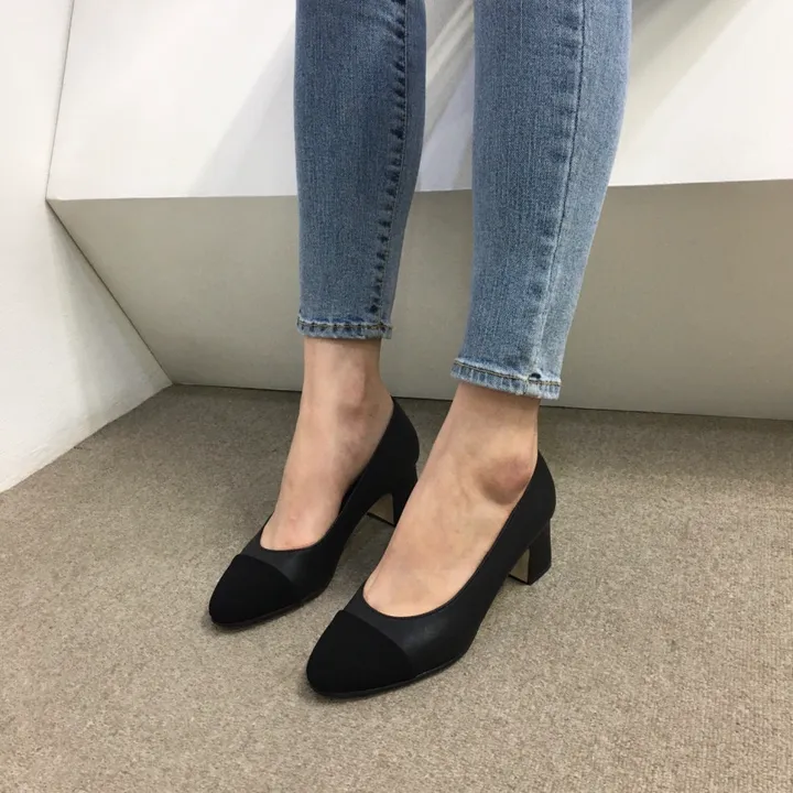 [당일배송/국산수제화] 코코 투톤 미들 통굽 펌프스 5cm 상세 이미지 37