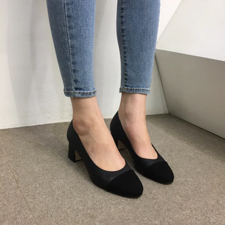 [당일배송/국산수제화] 코코 투톤 미들 통굽 펌프스 5cm 상세 이미지 36