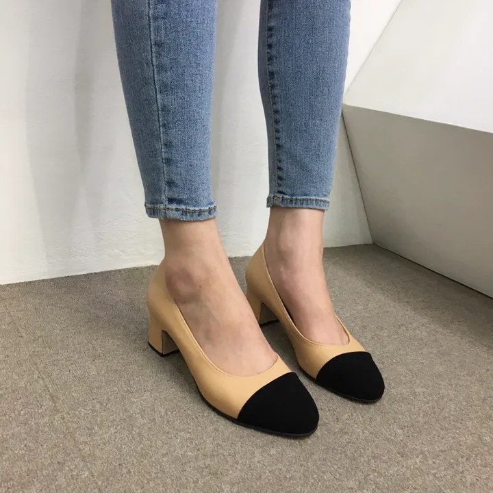 [당일배송/국산수제화] 코코 투톤 미들 통굽 펌프스 5cm 상세 이미지 27
