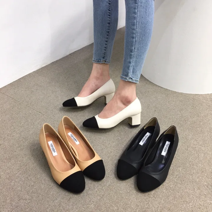 [당일배송/국산수제화] 코코 투톤 미들 통굽 펌프스 5cm 상세 이미지 10