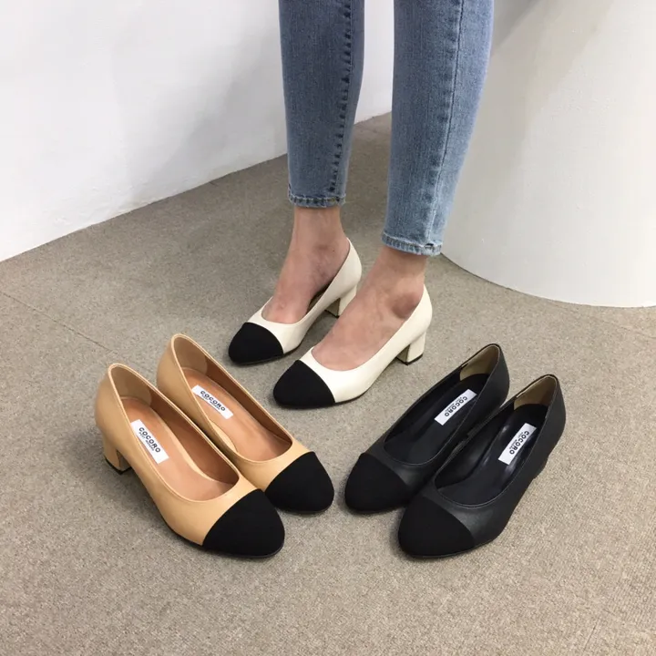 [당일배송/국산수제화] 코코 투톤 미들 통굽 펌프스 5cm 상세 이미지 9