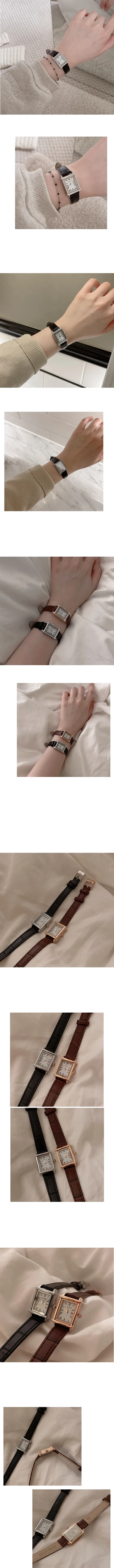 ⭐BEST⭐🚀당일발송🚀 스퀘어 리얼소가죽 손목시계 (3color) *Eve 상세 이미지 3