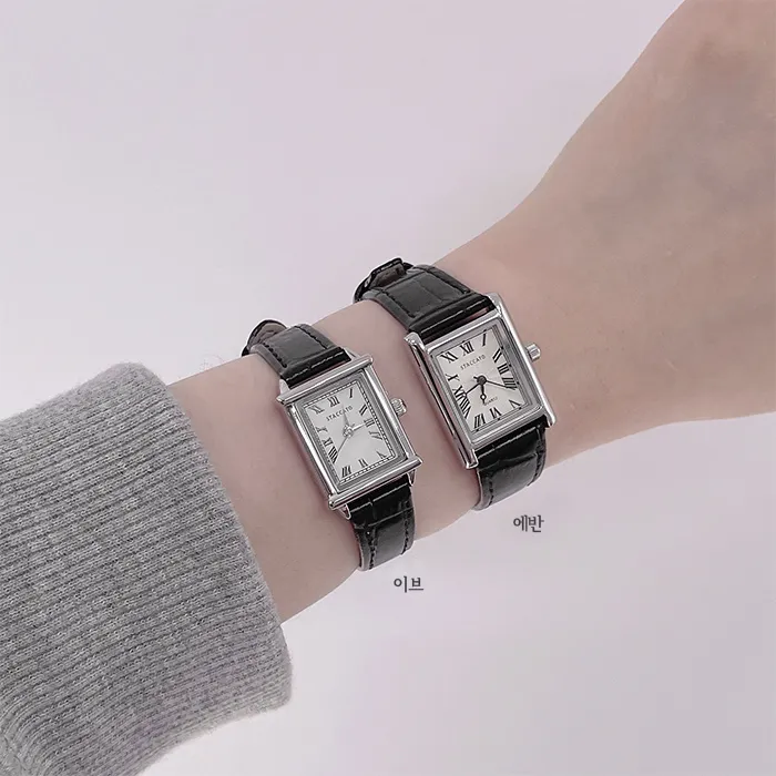 ⭐BEST⭐🚀당일발송🚀 스퀘어 리얼소가죽 손목시계 (3color) *Eve 상세 이미지 1