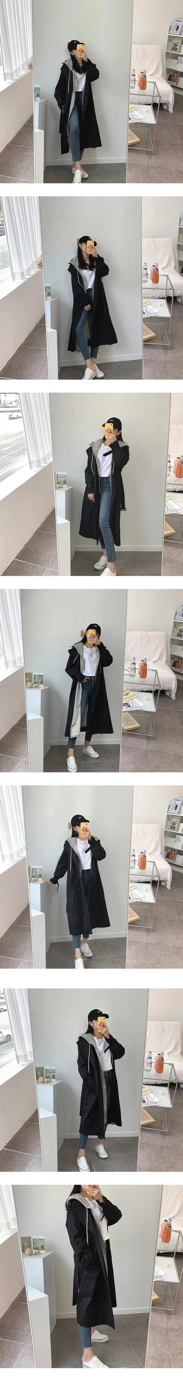 [봄신상/고퀄리티/예쁨보장] 베르노 베이직 얼리어템 간절기 루즈핏 스트랩 트렌치 바바리 롱코트 (3color) 상세 이미지 5