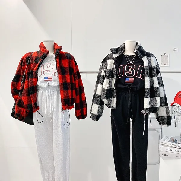 *최저가* [밍크안감!/왕따숩!] 체크자켓 체크패딩 배색자켓 배색패딩 양털자켓 양털패딩 양털점퍼 퍼자켓 퍼패딩 뽀글이 하이넥 집업자켓 크롭패딩 숏패딩  봄자켓  봄아우터  봄패딩 상세 이미지 20