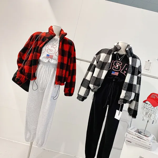 *최저가* [밍크안감!/왕따숩!] 체크자켓 체크패딩 배색자켓 배색패딩 양털자켓 양털패딩 양털점퍼 퍼자켓 퍼패딩 뽀글이 하이넥 집업자켓 크롭패딩 숏패딩  봄자켓  봄아우터  봄패딩 상세 이미지 17