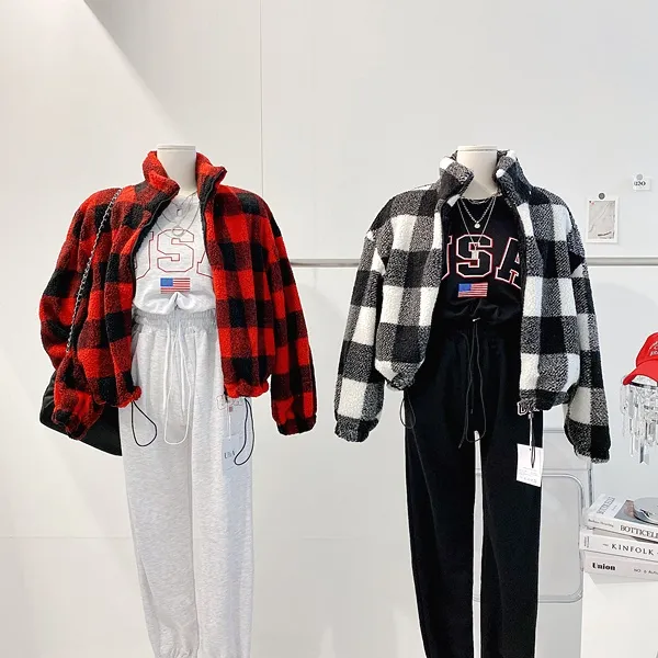*최저가* [밍크안감!/왕따숩!] 체크자켓 체크패딩 배색자켓 배색패딩 양털자켓 양털패딩 양털점퍼 퍼자켓 퍼패딩 뽀글이 하이넥 집업자켓 크롭패딩 숏패딩  봄자켓  봄아우터  봄패딩 상세 이미지 18