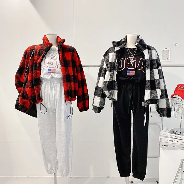 *최저가* [밍크안감!/왕따숩!] 체크자켓 체크패딩 배색자켓 배색패딩 양털자켓 양털패딩 양털점퍼 퍼자켓 퍼패딩 뽀글이 하이넥 집업자켓 크롭패딩 숏패딩  봄자켓  봄아우터  봄패딩 상세 이미지 21