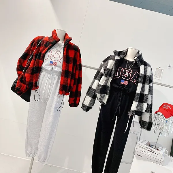*최저가* [밍크안감!/왕따숩!] 체크자켓 체크패딩 배색자켓 배색패딩 양털자켓 양털패딩 양털점퍼 퍼자켓 퍼패딩 뽀글이 하이넥 집업자켓 크롭패딩 숏패딩  봄자켓  봄아우터  봄패딩 상세 이미지 22