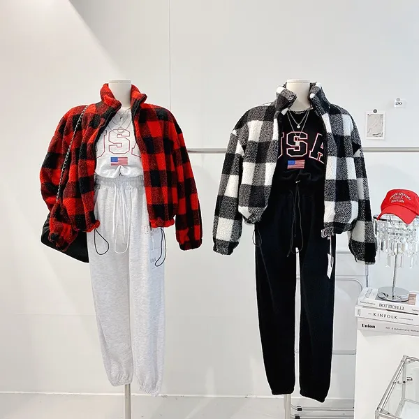 *최저가* [밍크안감!/왕따숩!] 체크자켓 체크패딩 배색자켓 배색패딩 양털자켓 양털패딩 양털점퍼 퍼자켓 퍼패딩 뽀글이 하이넥 집업자켓 크롭패딩 숏패딩  봄자켓  봄아우터  봄패딩 상세 이미지 1