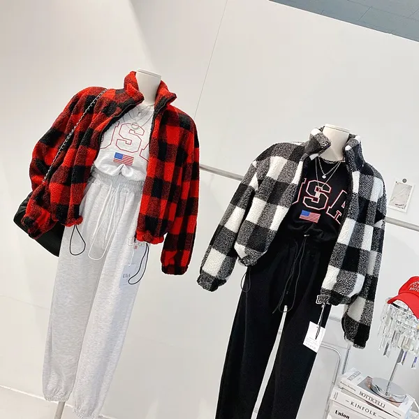 *최저가* [밍크안감!/왕따숩!] 체크자켓 체크패딩 배색자켓 배색패딩 양털자켓 양털패딩 양털점퍼 퍼자켓 퍼패딩 뽀글이 하이넥 집업자켓 크롭패딩 숏패딩  봄자켓  봄아우터  봄패딩 상세 이미지 19