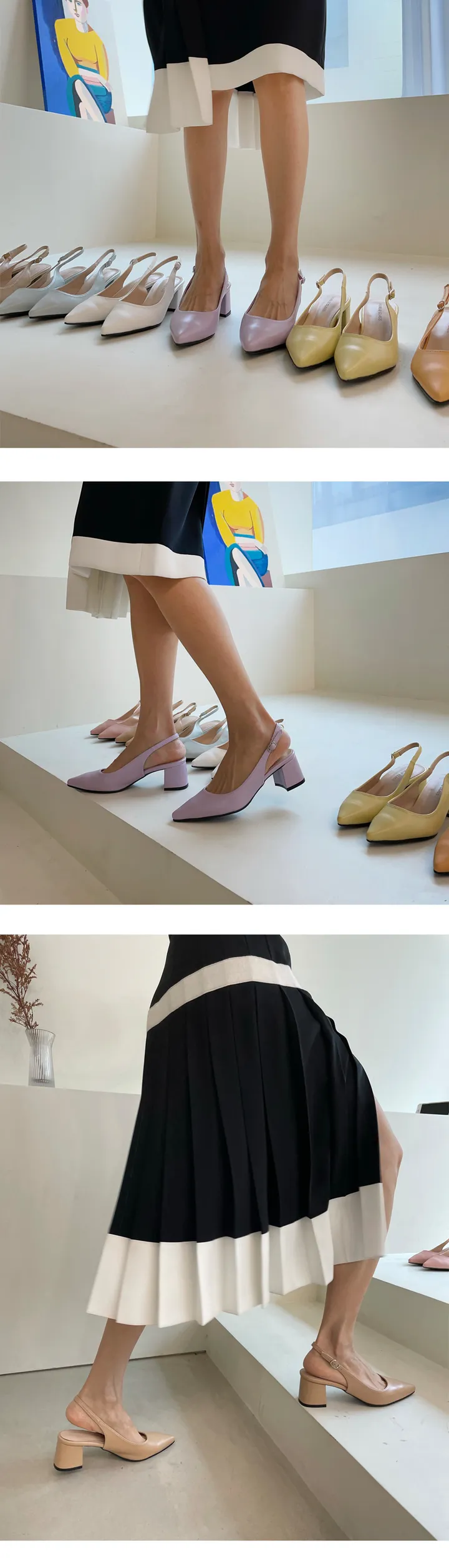 [당일발송] 설레임 가득 담은 스틸레토 슬링백 슈즈 5cm G 상세 이미지 13