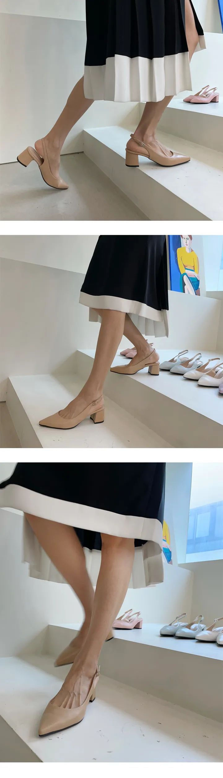 [당일발송] 설레임 가득 담은 스틸레토 슬링백 슈즈 5cm G 상세 이미지 14
