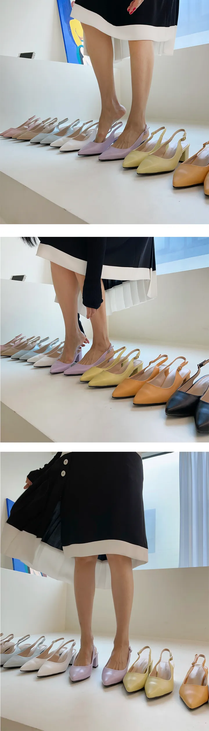 [당일발송] 설레임 가득 담은 스틸레토 슬링백 슈즈 5cm G 상세 이미지 12