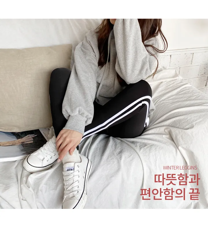 [당일] ~2XL 스판대박! 스판 융털 기모 옆 두줄 레깅스 팬츠 빅사이즈도 OK! 상세 이미지 6