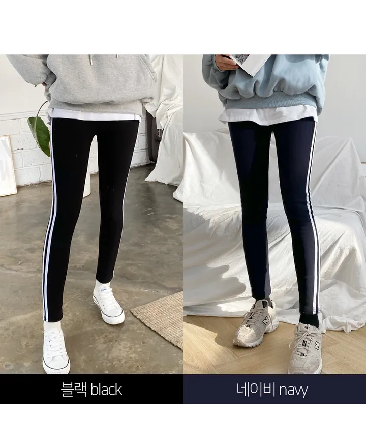 [당일] ~2XL 스판대박! 스판 융털 기모 옆 두줄 레깅스 팬츠 빅사이즈도 OK! 상세 이미지 5