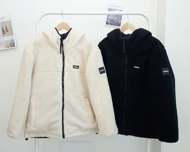 [양면가능!/M~2XL] 패치 양털자켓 후리스 후드집업 (리버시블!) 3컬러 상세 이미지 39