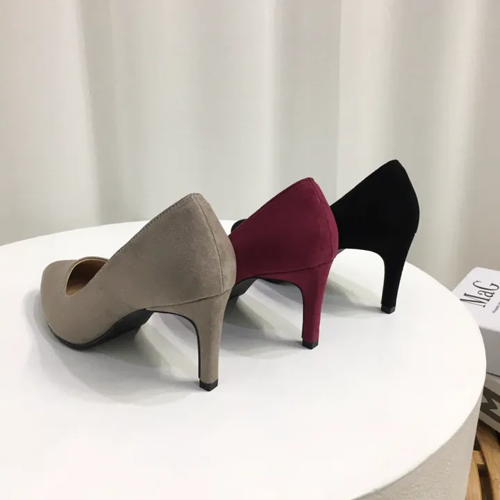 [국내제작]스웨이드 스틸레토 쿠션 엣지 미들 펌프스 힐 7cm 상세 이미지 3