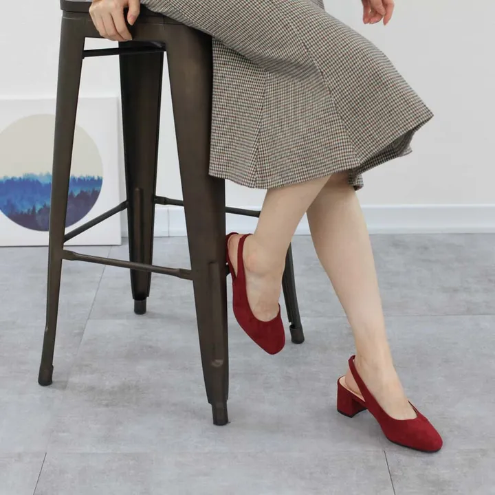 여성 스웨이드  라운드코 6cm 슬링백힐 상세 이미지 19