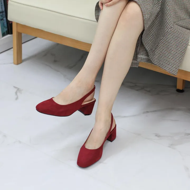 여성 스웨이드  라운드코 6cm 슬링백힐 상세 이미지 17