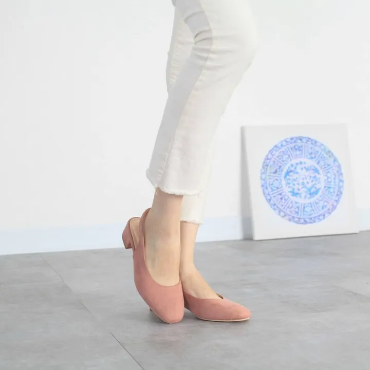 여성 반편한 스웨이드 4cm 슬링백힐 상세 이미지 23