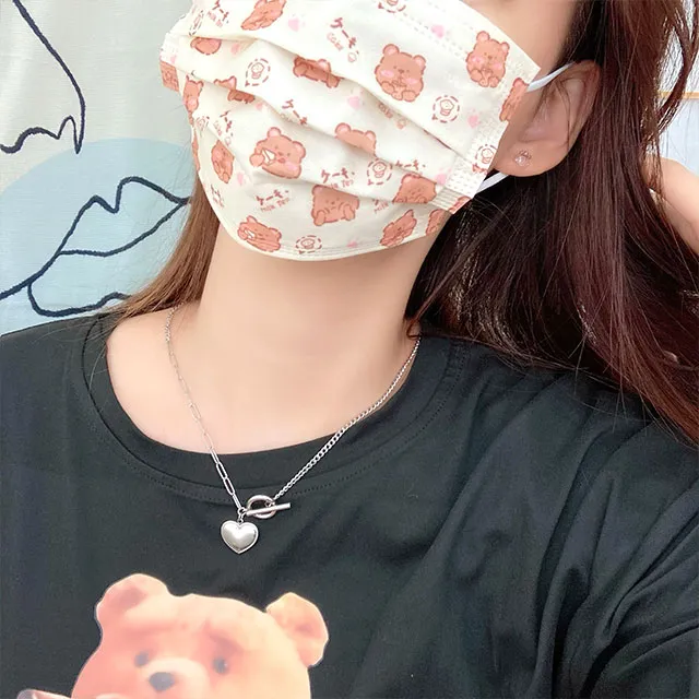[당일발송/한정판] 곰돌이 마스크 옐로우베어 딸기베어 베이지 컬러 성인 캐릭터 마스크 상세 이미지 1