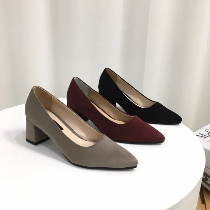 [국산수제화] 5cm,7cm 스틸레토 베이직 쿠션 스웨이드 통굽 펌프스 힐 상세 이미지 2