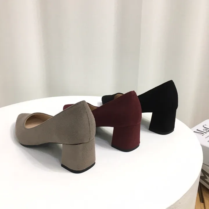 [국산수제화] 5cm,7cm 스틸레토 베이직 쿠션 스웨이드 통굽 펌프스 힐 상세 이미지 3