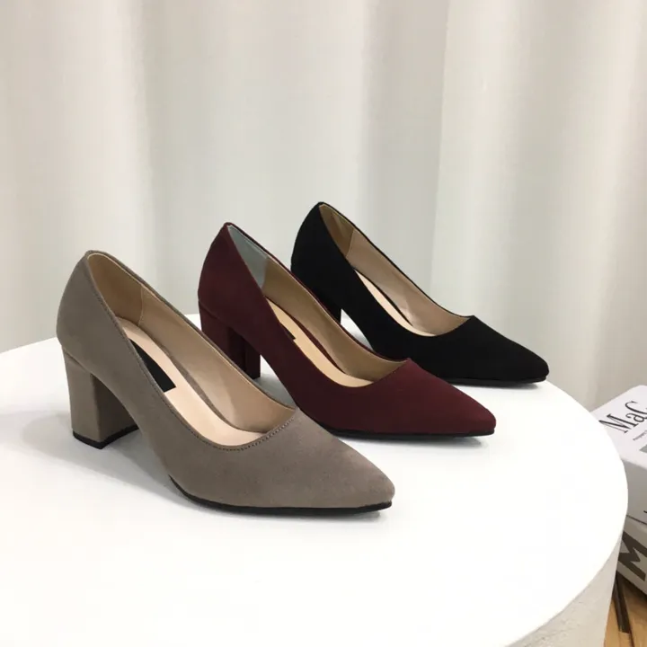 [국산수제화] 5cm,7cm 스틸레토 베이직 쿠션 스웨이드 통굽 펌프스 힐 상세 이미지 4