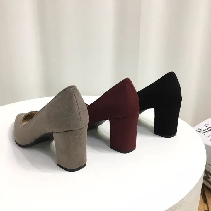 [국산수제화] 5cm,7cm 스틸레토 베이직 쿠션 스웨이드 통굽 펌프스 힐 상세 이미지 5