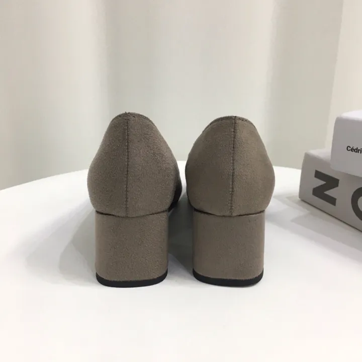 [국산수제화] 5cm,7cm 스틸레토 베이직 쿠션 스웨이드 통굽 펌프스 힐 상세 이미지 22