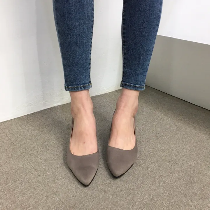 [국산수제화] 5cm,7cm 스틸레토 베이직 쿠션 스웨이드 통굽 펌프스 힐 상세 이미지 23