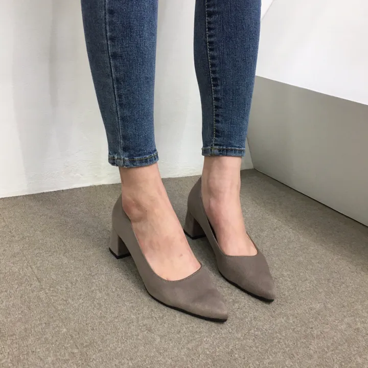 [국산수제화] 5cm,7cm 스틸레토 베이직 쿠션 스웨이드 통굽 펌프스 힐 상세 이미지 24
