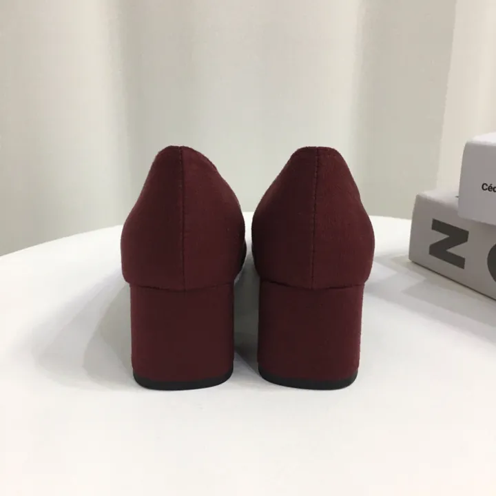 [국산수제화] 5cm,7cm 스틸레토 베이직 쿠션 스웨이드 통굽 펌프스 힐 상세 이미지 30