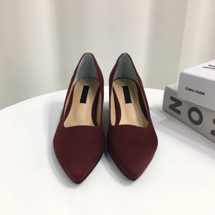 [국산수제화] 5cm,7cm 스틸레토 베이직 쿠션 스웨이드 통굽 펌프스 힐 상세 이미지 27