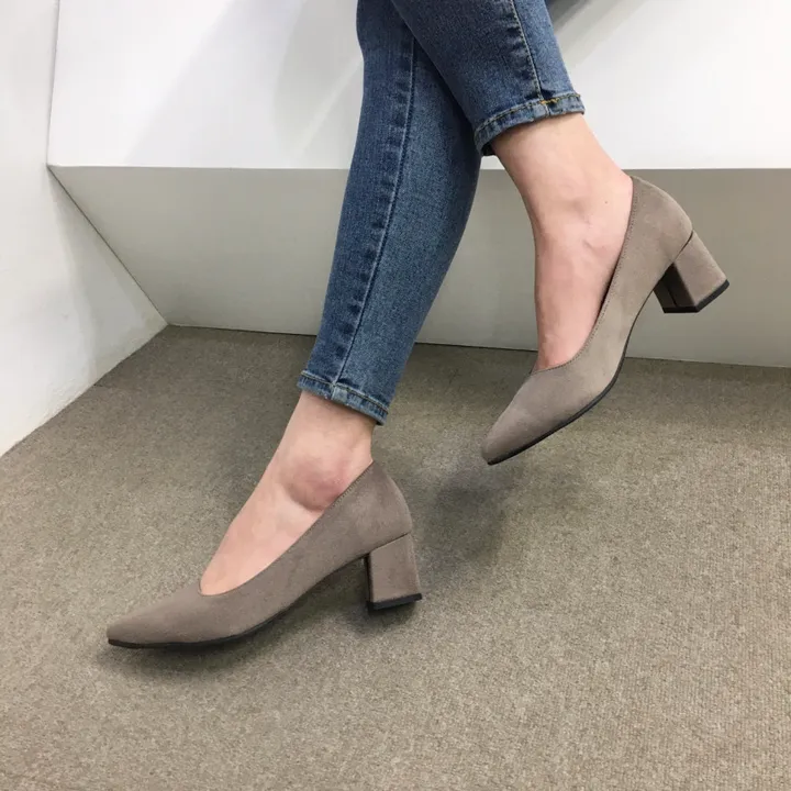 [국산수제화] 5cm,7cm 스틸레토 베이직 쿠션 스웨이드 통굽 펌프스 힐 상세 이미지 26