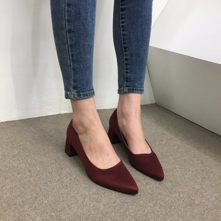 [국산수제화] 5cm,7cm 스틸레토 베이직 쿠션 스웨이드 통굽 펌프스 힐 상세 이미지 32