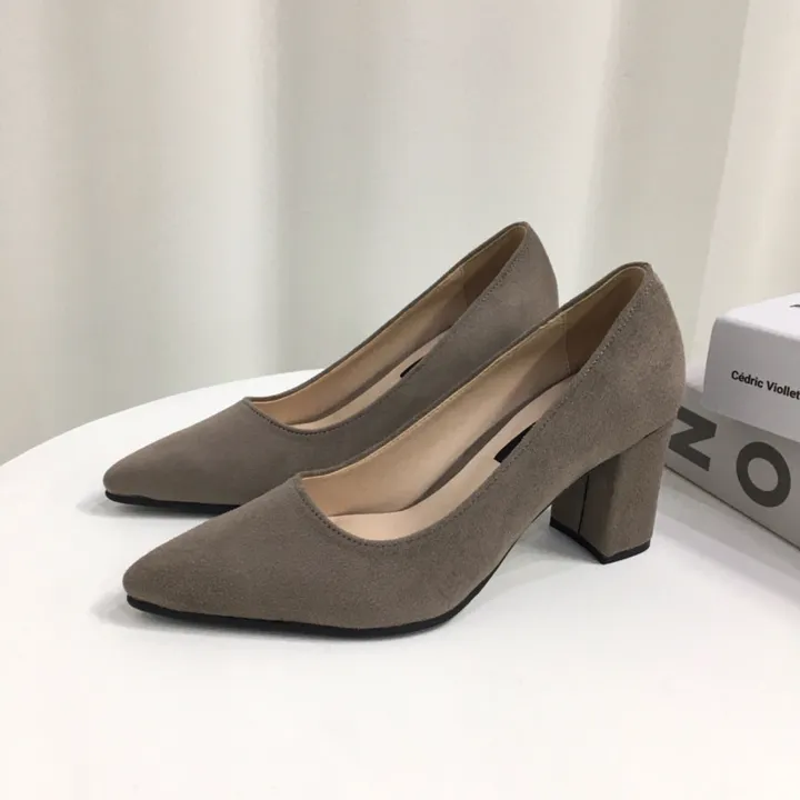 [국산수제화] 5cm,7cm 스틸레토 베이직 쿠션 스웨이드 통굽 펌프스 힐 상세 이미지 45
