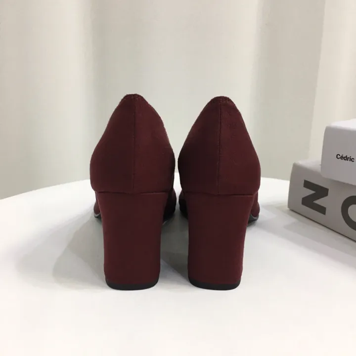 [국산수제화] 5cm,7cm 스틸레토 베이직 쿠션 스웨이드 통굽 펌프스 힐 상세 이미지 54