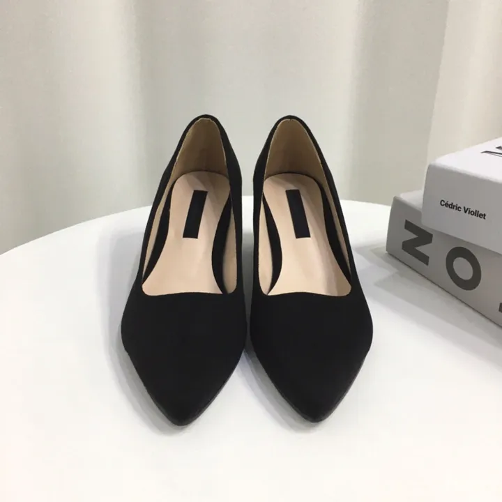 [국산수제화] 5cm,7cm 스틸레토 베이직 쿠션 스웨이드 통굽 펌프스 힐 상세 이미지 35