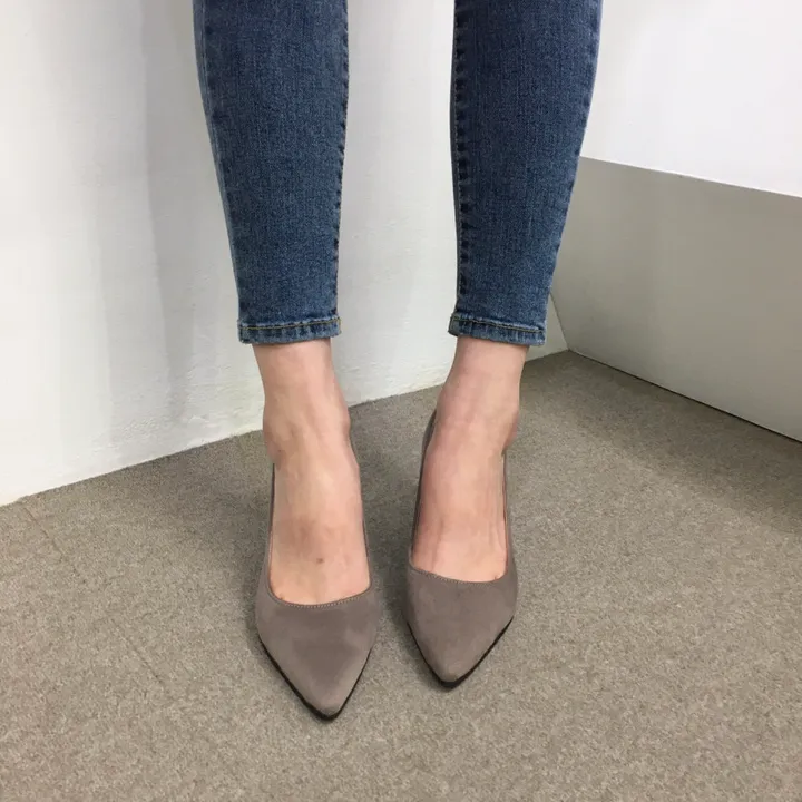 [국산수제화] 5cm,7cm 스틸레토 베이직 쿠션 스웨이드 통굽 펌프스 힐 상세 이미지 47