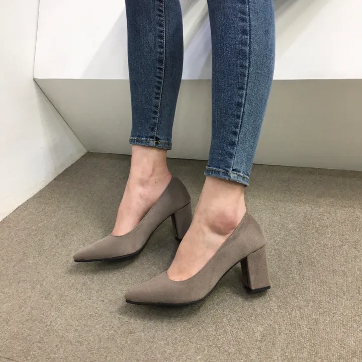 [국산수제화] 5cm,7cm 스틸레토 베이직 쿠션 스웨이드 통굽 펌프스 힐 상세 이미지 49